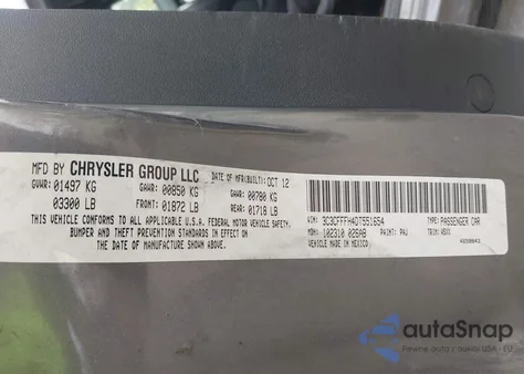 2013 Fiat 500 Abarth z USA, uszkodzony, nr VIN 3C3CFFFH4DT551654